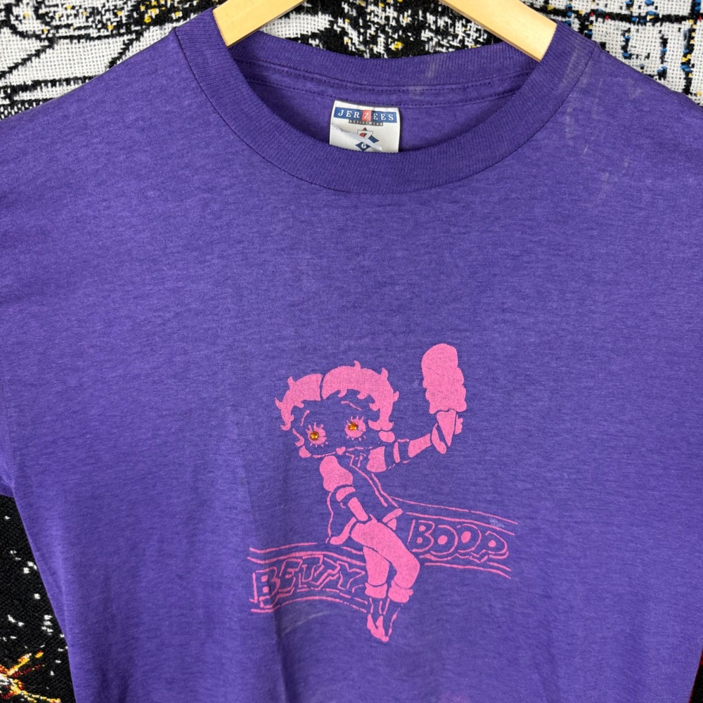 Vintage Jerzees Betty Boop Purple Graphic T-Shirt 90s Heavyweight Blend Large